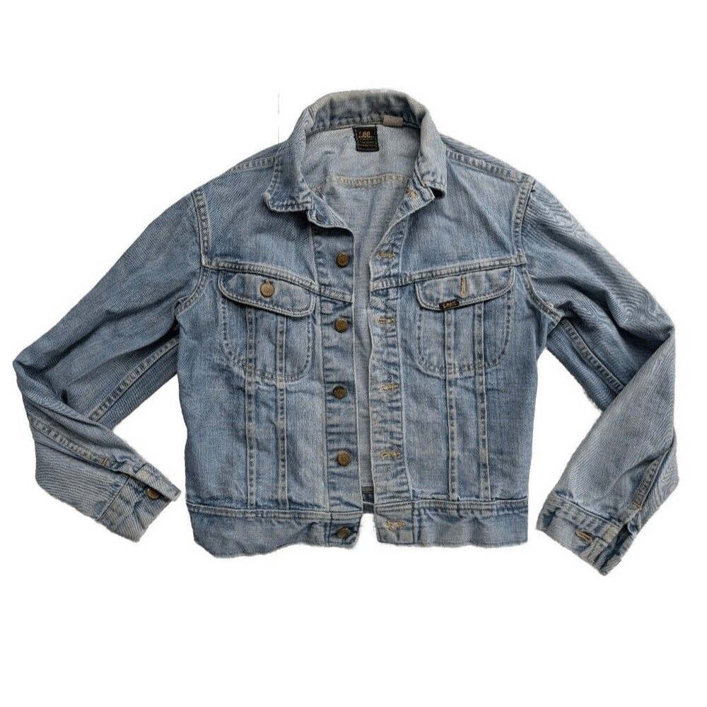 Vintage Lee Union Made USA Denim Jacket Light Wash Gemini Patch Womens S